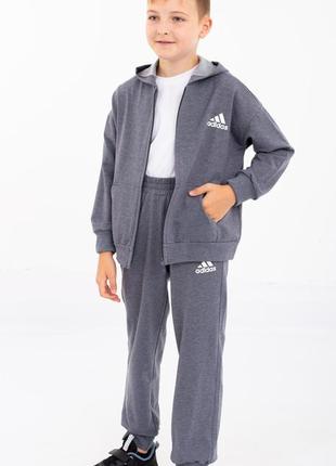 Спортивный костюм подросток adidas (двунитка, замок) пепел2 фото