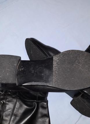 Сапоги женские черные высокие размер 39 демисезонные осенние весенние кожаные кожа4 фото
