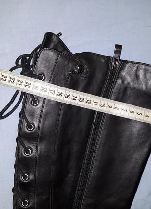 Сапоги женские черные высокие размер 39 демисезонные осенние весенние кожаные кожа6 фото