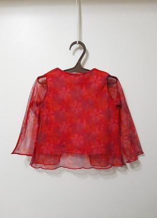 Красивая блуза кофточка майка с накидкой розовая трикотаж/сетка-стрейч в цветы на девочку 12-24мес6 фото