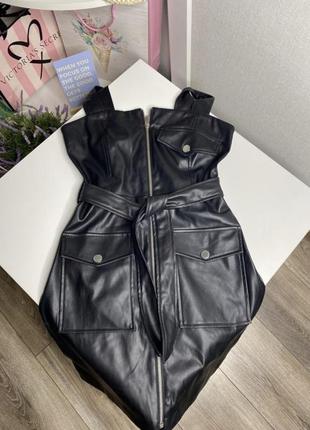 Платье сарафан кожа