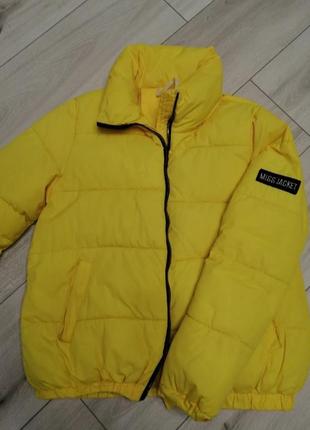 Желтая  куртка   деми для девочки 11-15лет 44р  (размер м )3 фото