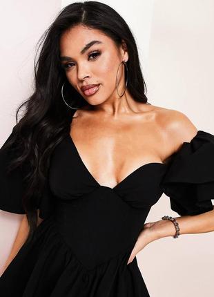 Хлопковое платье на одно плечо с корсетом и оборками э asos luxe3 фото