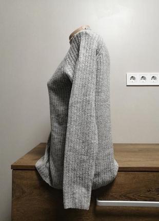 Базовый серый вязаный свитер в рубчик. свитер/гольф вязаный оверсайз only s-m5 фото