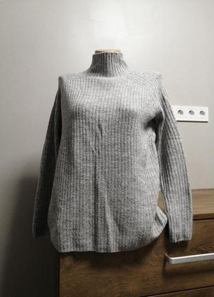 Базовый серый вязаный свитер в рубчик. свитер/гольф вязаный оверсайз only s-m3 фото