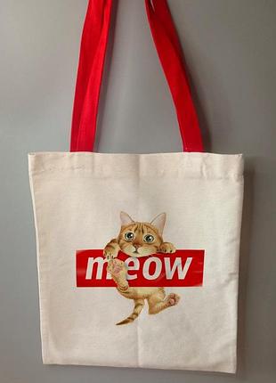 Эко сумка шоппер с котиком