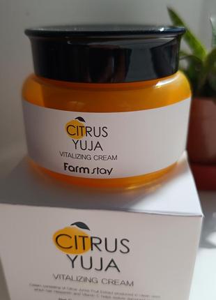 Крем citrus 🍋yuja vitalizing cream с экстрактом юдзу от корейского косметического бренда farm stay