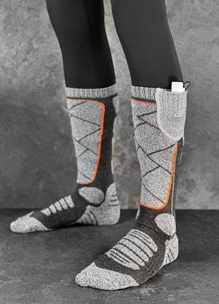 Термоноски с подогревом зимние мужские женские hot серые | носки теплые демисезонные6 фото