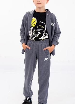 Спортивный костюм подросток puma (двунитка, замок) пепел4 фото