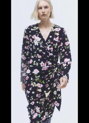Новая коллекция платье на запах h&m новое цветочное платье миди вискозное2 фото