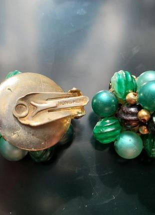 Зелено-черного тона ожерелья и серьги-клипсы, гонконг