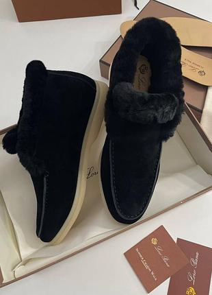 Лоферы замшевые зимние loro piana