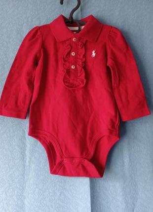 Боди поло с длинными рукавами ralph lauren 9m/74