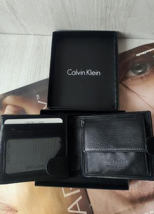 Мужской кожаный кошелек black calvin klein3 фото