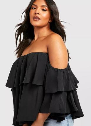 Стильная черная блузка от boohoo, блуза