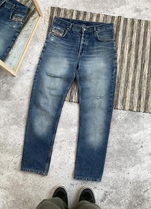 Vintage diesel y2k jeans винтаж мужские джинсы синие с потертостями рваные дизель брюки брюки в стиле авангард размер 32