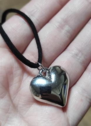 Чокер сердечко кулон подвеска ожерелье4 фото