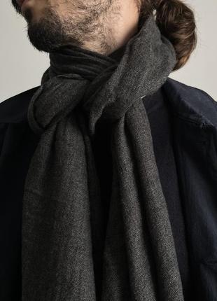 Cashmere hand made in nepal scarf шарф премиум кашемир шерсть робота оригинал новый серый большой длинный легкий теплый