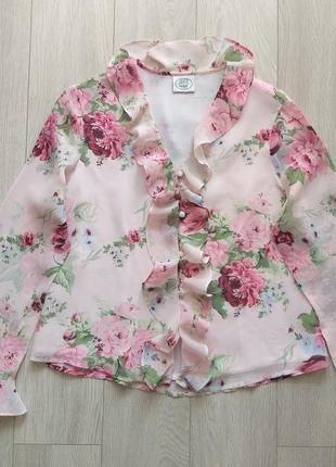 Блуза блузка с воланами в цветы цветочные принт шифоновая laura ashley