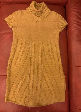 Платье туника вязаное, италия, шерсть, мохер, р.xs/s1 фото