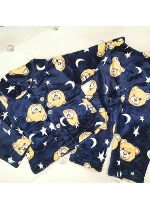 Детская теплая  м"ягкая пижама  с мишками плюш 110 размер/одежда для дома2 фото
