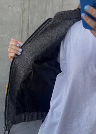 Бомбер женский графитовый однонтонный оверсайз на молнии с карманами качественный стильный трендовый6 фото