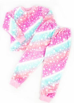 11 кольорів 🌈 тепла махрова піжама для дівчинки, домашній комплект велсофт единорожка, леопардова піжама з махри6 фото