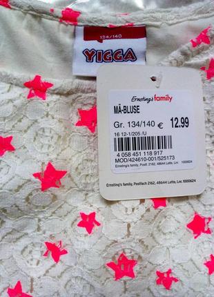 Нарядная гипюровая блуза футболка звезды "yigga"  германия на 8-10 лет2 фото