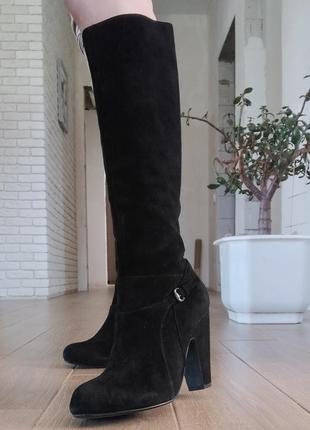 Осенние сапоги замшевые в середине кожаные р38