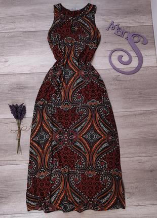 Женское длинное платье без рукавов redherring разноцветное с принтом размер 10 (м)