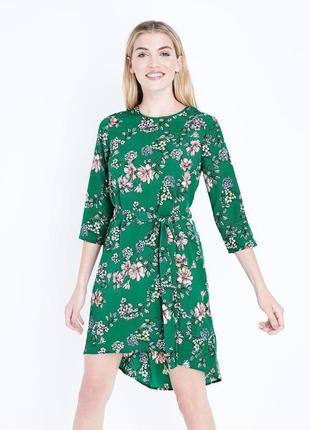 Зеленое платье миди с цветочным принтом от new look (без пояска)1 фото