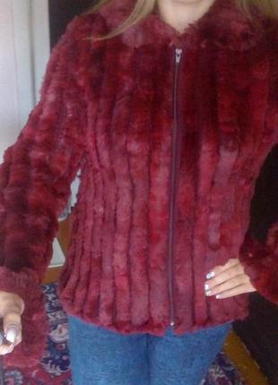 Шикарна в'язана шубка з кролика рекс.