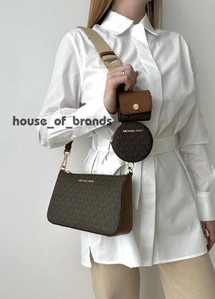 Женская брендовая сумочка michael kors jet set logo crossbody bag сумка оригинал кожа мишель корс майкл корс на подарок жене подарок девушке