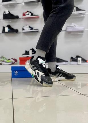 Кожа черно белые с зеленым модные кроссовки adidas streetball адидас стритбол black2 фото