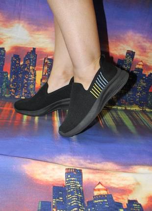 Кросівки тканеві жіночі легкі літні дихаючі чорні мокасини макасини р. 37 36 кеди капці тапки кроси
