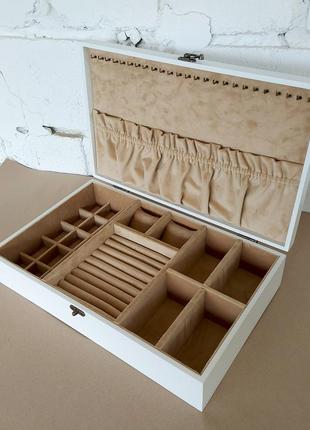 Скринька для прикрас | вільха - classic white | tm wooden organizer3 фото