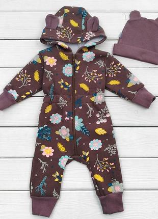 Тёплый межсезонный комбинезон с начесом, ромпер на флисе