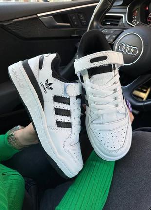Женские черно-белые кожаные кроссовки в стиле adidas forum low 🆕 адидас форум