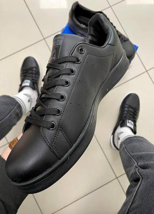 Чорные кроссовки adidas stan smith black кеды класические под брюки6 фото