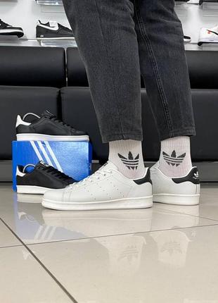 Кроссовки adidas stan smith white black бело черные класические