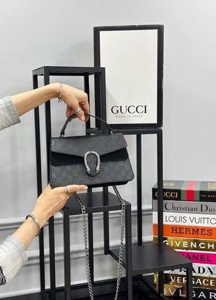 Сумка черная женская в стилі gucci сумочка маленькая на цепочке клатч гуччи кросс-боди1 фото