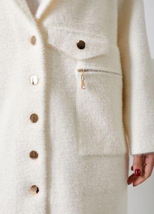 Куртка альпака воротник пальто прямое демисезонная длинное принт кардиган4 фото