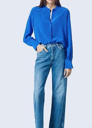 Мінімалізм шовкова сорочка електрик 100% шовк mango zara massimo dutti