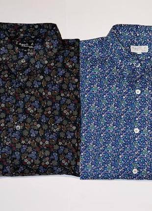 Рубашка agnes b midnight blue printed cotton andy shirt8 фото