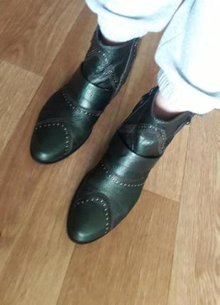 Шикарні зелені шкіряні італіійські черевики казаки розмір 40 на широку ногу