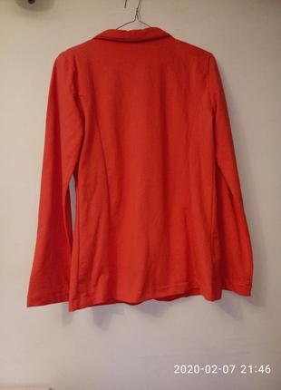 Трикотажный пиджак жакет коралл3 фото