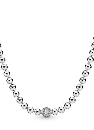 Серебряное ожерелье pandora бисер и pavé