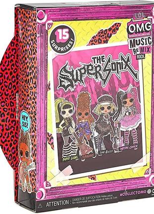 Лялька lol surprise omg серія remix rock велика лола з бас гітарою фурія ferocious fashion doll5 фото