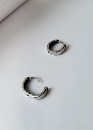 Серебряная серьга сережка кольцо широкое 3 мм черненное серебро 925 пробы кольцо 12 мм 1 шт 1.15г 2258/27 фото