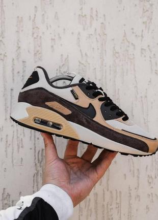 Кроссовки nike air max 90 кроссы 78 найк аир макс 90 аир 98 воздушная камера светло беж коричневые5 фото